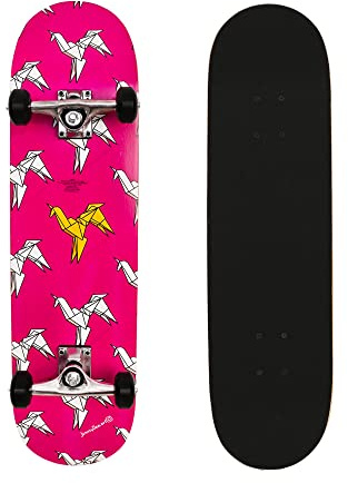 M.Y X-Skate 'Origami' Complete Skateboard 31 Double Kick Beginner Skateboard for Kids Teenagers & Adults 7 Ply Maple Deck ABEC 7 Bearings for Tricks and Skateparks - Origami Design
