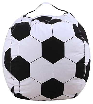 HWOEK Stuffed Animal Storage Bean Bag Chair Cover (No Filler) Cotton Canvas Beanbag with Zipper for Organizing Kid's and Adults Room Stuffed Toys Animals Storage,Football,38in
