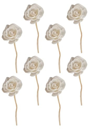 Angoily Aromatherapy Rattan Wood Diffuser Sticks with Flower Shape 8 Pack Reed Diffuser Sticks for Home Fragrance and Decoration