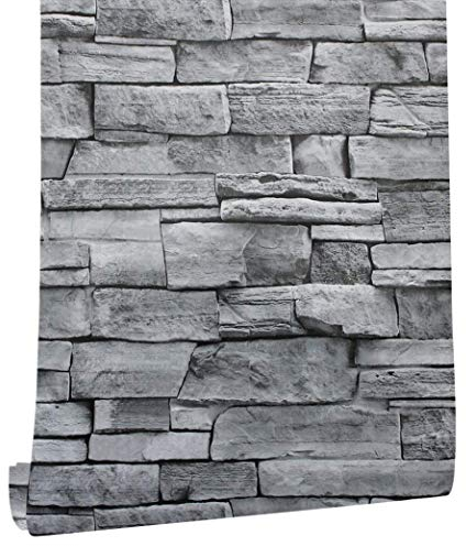 myforHD Papel Pintado Autoadhesivo Ladrillo Piedra 44cmX1000cm Papel de Pared Decorativo Removible Impermeable Estilo Retro Vinilo PVC Pegatina