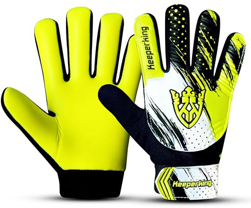 Keeperking Gants de Gardien de But pour Enfants Clawxen, garçons et Filles, Gants de Football Junior Gants de Joueur pour garçons (5, C3-Yellow)