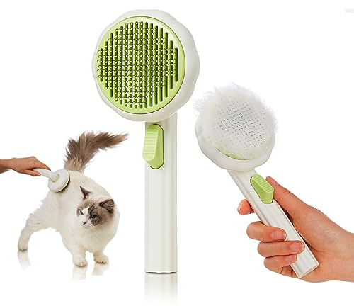 VIOJOJO Cat Brush for Indoor Cats for Shedding, Dog Brush, Pet Hair Remover Tool, Self Cleaning Cat Comb with Release Button Hair Brush, Dog Deshedding Brush Grooming Kit