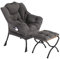 AIMEZO Relaxsessel Wohnzimmer Sessel mit Armlehne & Fußstütze, Fauler Stuhl Loungesessel Moderner Stoff-Freizeitsofa-Sessel mit Seitentasche, Metallrahmen Material, Dunkelgrau