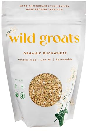 WILD GROATS Organic Raw Buckwheat - Grown in USA, Sproutable Seeds, 16 Oz. Gluten Free, Hulled, Vegan Complete Protein, Whole Grain, Non-GMO | For Sprouting, Flour, Cereal, Porridge, Cooking