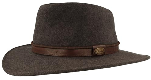 Bred rullbar utomhus filthatt trekkinghatt 100 % ull vattenavvisande hatt vikbar läderuppsättning grå 60, GRÅ, 60