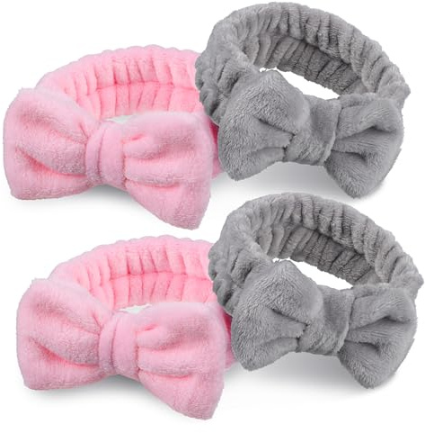 Ipetboom Lot De 4 Bandeaux De Spa Visage Extensibles, Taille Unique, Tissu Doux Peau, Pour Femmes Et Filles, Lavage Du Visage, Maquillage, Bain Et Yoga
