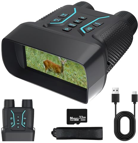 QQJIN Night Vision Goggles for Adults, 4K UHD Video & 36MP Image Night Vision Binoculars with 32GB TF Card, 8X Digital Zoom, 1312 FT Full Dark for Camping, Bird Watching, Hunting,A