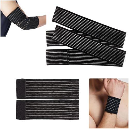 Yicoovey Set di protezione sportiva, 2 fasce da polso + 2 gomitiere, 40 cm, gomito da 90 cm, supporto a compressione da 7,5 cm, supporto articolare e prevenzione degli infortuni
