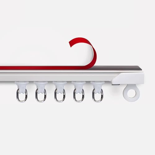 Carril de cortina de techo ultrafino Carril de cortina simple de aluminio Montaje en techo Separador de ambientes for salón/dormitorio Fácil de instalar(White,1.1m(3.6ft))