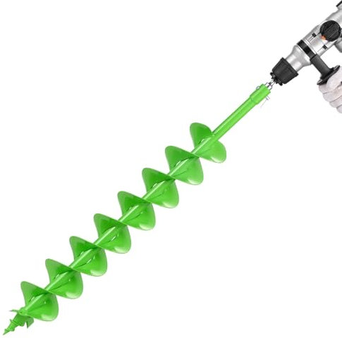 VEVOR Broca Helicoidal para Plantar Ø 100 x 790 mm Compatible con Taladros de 20 mm de Diámetro Interior, Herramienta para Plantar Bulbos, Accesorios para Perforar Postes y Cercas de Jardín, Verde