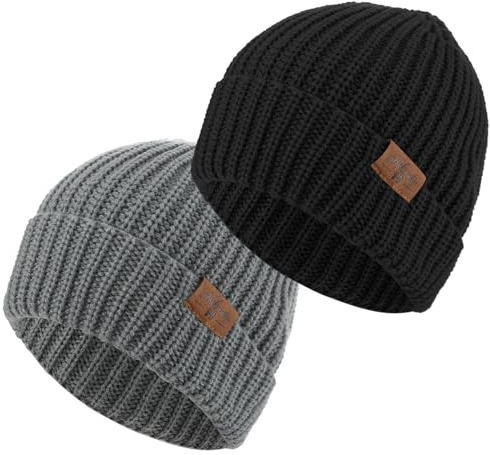 Halinuia Bonnet Hiver 2 Pièces sans Bord, Ensemble Chaud et Confortable pour Hommes et Femmes, Unisexe pour Ski, Sport et Extérieur