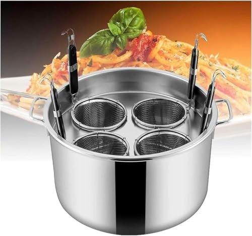 GIQKDZNUO Juego de ollas para Pasta, Multifuncional de Acero Inoxidable con 4 coladores, Olla para Espaguetis para Cocina doméstica, Herramienta de Cocina Comercial, Restaurante