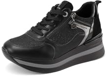 QUEEN HELENA Sneakers Platform Scarpe da Ginnastica con Zip Laterale Donna X33-23 (Nero, Sistema Taglie Calzature EU, Adulto, Donna, Numero, Media, 40)