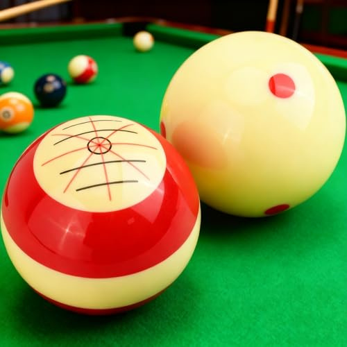 Aiwdeyi Jeu de Boules de Billard d'entraînement de 57,2 mm/52.5mm, Bille d'entraînement 52.5mm Accessoires，avec Points de visée,Boule de ， Accessoires de Jeu de