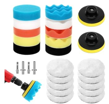 Set di 26 punte per lucidatura, spugna per lucidatura auto, 80 mm, per lucidatrici, utilizzate per lucidatura, levigatura, cere