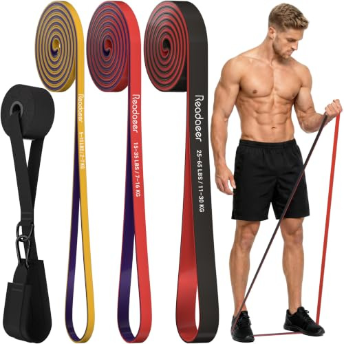 Set med motståndsband för män och kvinnor, 5 nivåer träningsband, 5-125 lbs | Fitnessband, TPE pull up hjälpband, kroppssträckning, fettförlust, sjukgymnastik, muskelträning hemma träning, gym