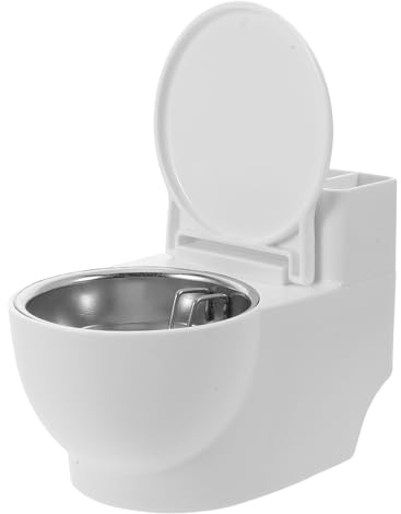 WRITWAA Cenicero del Inodoro Blanco con Tapa Abatible, Diseño Creativo