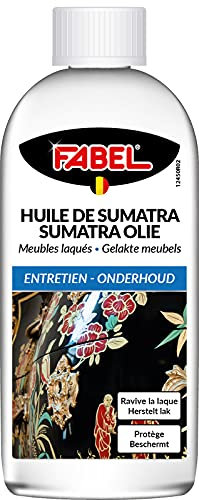 Fabel - Huile de Sumatra, Entretien, nourrit et ravive le bois décoloré par le soleil, Convient pour l’acajou, le noyer et le merisier, 200 ml