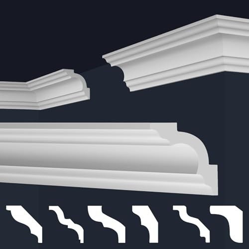 MARBET DESIGN moulures XPS polystyrène blanc - finition plafond (50 mètres / 25 moulures E-15)