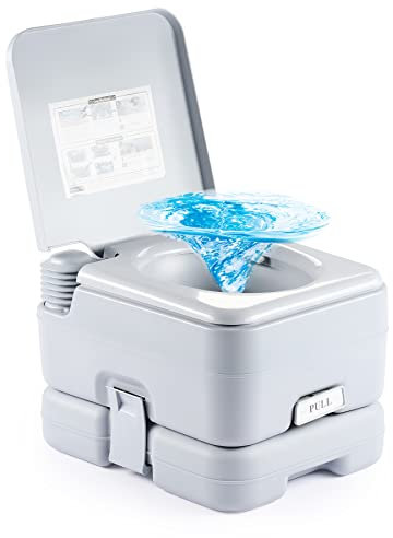 DARTMOOR Portable Camping Toilet with 10L Flushable Tank, Outdoor Travel Toilet for Camper, Campervan, Caravan, Boat, Porta Potty with Air Pressure Pump