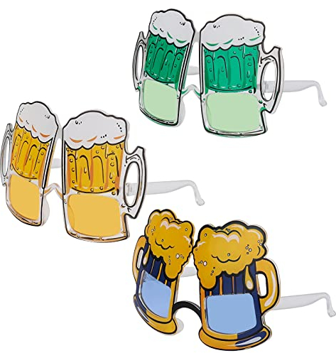 Diealles Shine Bier Brille, 3 Stück Bier Sonnenbrille für Oktoberfest, Lustige Partybrillen für Sommer Tropical Hawaiian Pool Beach Party Deko Zubehör