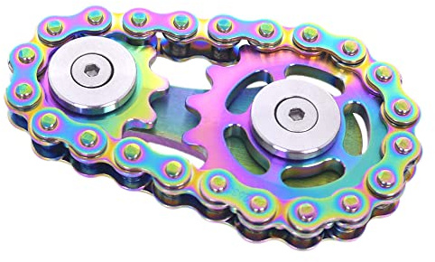DMaos Fidget Spinner, Linkage Bike Chain Spinner Design 2 Gänge Figity Spin Fingerspiele, Metall Edelstahl Langlebige Mechanik mit glatten Lagern, Figit Spielzeug für Erwachsene - Voll bunt