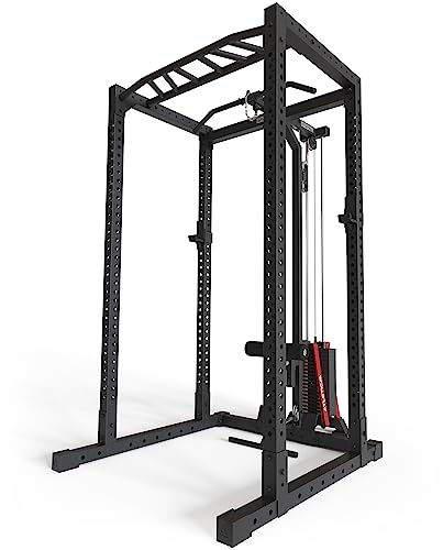 ATLETICA R7-Base Stack Power Rack | Storlek:220 cm | Power Rack med 90 kg eller 120 kg stack weights | Latsdragstation med Leg Blocker | Roddstation | Livstidsgaranti på ramen