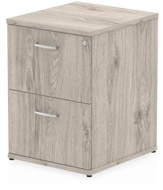 OPO Impulse Freestanding 2/3/4 Drawer Storage Contract Filing Cabinet with Anti-Tilt Mechanism & Lockable Office | Heat Resistant Beech Melamine Finish Grey Oak 2 Drawer