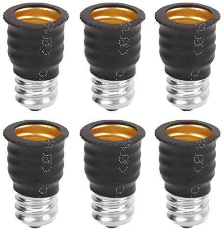 SUNGOOYUE Adattatore E12 a E14 Professionale - 6 Pezzi in PC e Rame, Resistente fino a 150°C, per Garage/Cucine/Uffici (Nero)