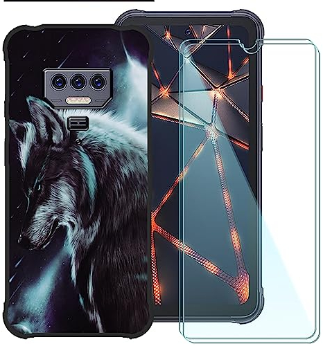 CAXKJE Handyhülle für Cubot King Kong Power (6.50 Zoll) Silikon Hülle + [2 Stück] Gehärtetes Schutzfolie,Schwarz Weiche Schutzhülle Bumper Case Handyhülle mit 9H Gehärtetes Glas Film - A9
