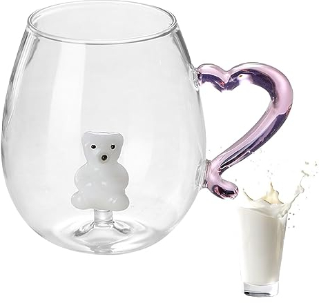 WOBBLO Weinglas mit Tier im Inneren, kalte und hitzebeständige Glastassen, robuste Wasserglastasse zum Trinken, langlebige Weihnachtsbecher, Geschenke für Kollegen