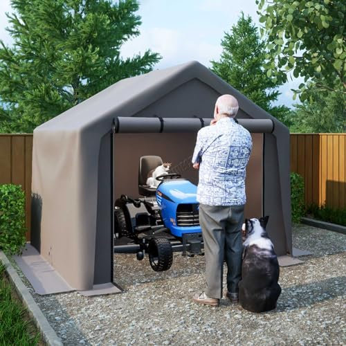 BIRCHTREE Outdoor Garden Storage Tent Bike Motorcycle Carport Shed Shelter Steel Frame Zipper Door Waterproof Cover