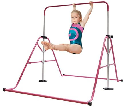 Barre de gymnastique pour enfants de 3 à 10 ans, pliable et réglable en hauteur, barre de gymnastique, barre de gymnastique, barre de traction, barre de gymnastique pour l'intérieur et l'extérieur, la
