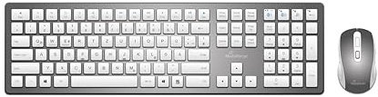 MediaRange Tastiera radio e mouse ottico a 4 tasti, bianco/argento