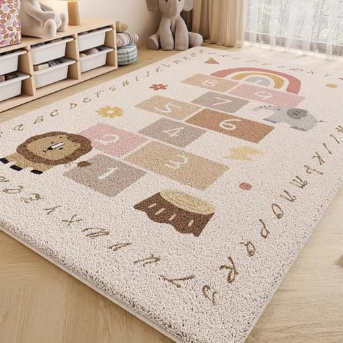 Alfombras Infantil de Imitación de Cachemira, Animal Gato Perro Grafiti 3D Alfombra Habitación Niños Niñas, Peluche Esponjoso Gaming Alfombra para Sala de Estar, Sala de Juegos, 80x120 cm, Style 1