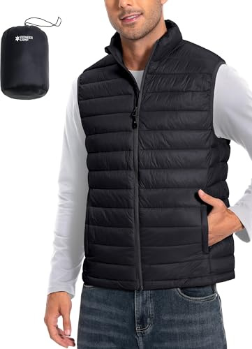 Pioneer Camp Herren Steppweste Leicht Packbare Pufferweste Outdoor Sportweste Warm Wasserabweisend Übergangsjacke Herren Weste (Black;L)