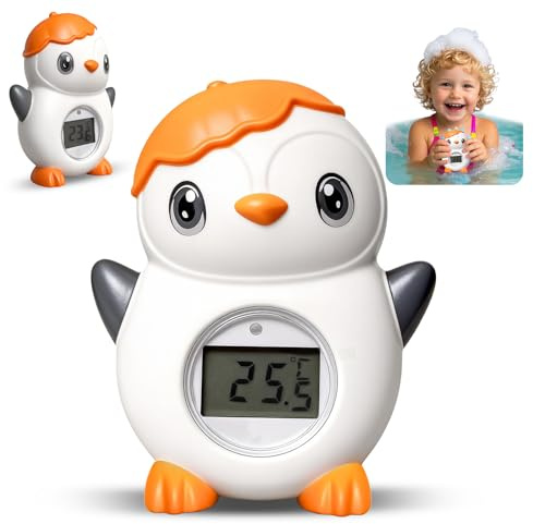 Fancysky Termometro da Bagno per Bambini, Senza BPA, Display di Facile Lettura, Termometri Bagnetto Digitale, Promemoria della Temperatura dell'Acqua, Adatto a Bambini da 0 Mesi in Su (Pinguino)
