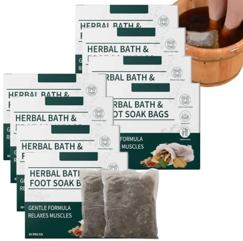 Herbal Foot Soak Bags, Stress Relief Daily Relieve Fatigue Dispel Cold Remove Dampness Relaxation, Natural Herbal Moxa Leaves Foot Bath Bag for Smooth Feet for Relaxing Spa and Bath Soak (80pcs)