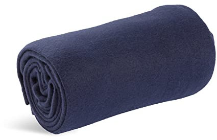 Wolf Essentials Kuschelweiche Microfleece-Reisedecke, 127 x 152 cm, leicht, kompakt, perfekt für Flugzeug und Auto, Marineblau