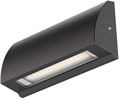 ledscom.de LED wall Light/Staircase Light SEGIN for Outdoors, IP54, Flat, Downlight, matt Black, Angular, 3.8 W, 265lm, Warm White