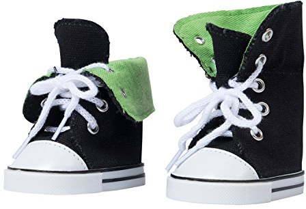 The New York Doll Collection Grün Segeltuch Hochgeschnittene Turnschuhe Sportschuhe passen auf 18 zoll/46cm für Mode Mädchen Puppen - Puppenschuhe - Puppe Sportschuhe