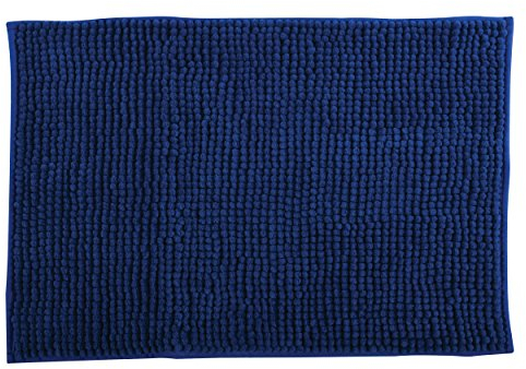 MSV Badteppich Badvorleger Duschvorleger Chenille Hochflor Badematte 40x60 cm – Blau
