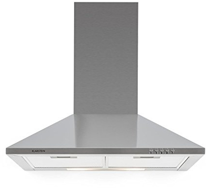 Klarstein TR60WS Campana extractora - Campana de pared, Aire de escape circulante, Iluminación, Ancho: 60 cm, 3 escalas, Capacidad: 310 m³/h, 2 filtros de grasa, Acero inoxidable, Plateado