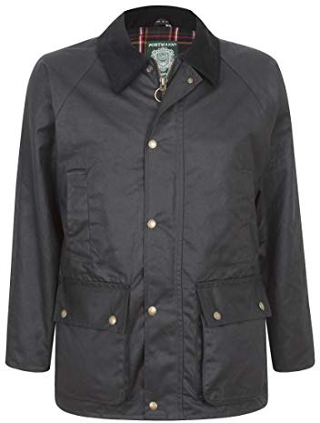 Portmann Belmont Mens Wax Jacket (Large, Black)