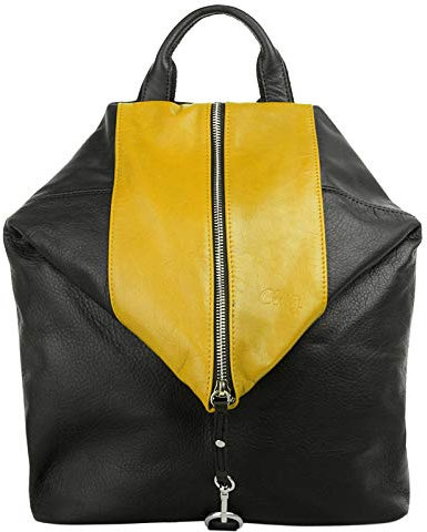 Cluty Rucksack Echt Leder Damen | Made in Italy, Daypack, Citybag mit Reißverschluss, Schultertasche aus Leder | 020457