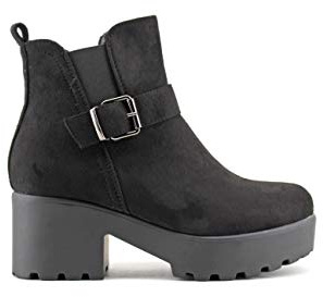 MODELISA - Botín Elastico Plataforma Tacón Ancho para Mujer (Negro, Numeric_39)