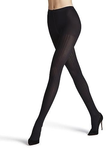 FALKE Damen Strumpfhose Prime Rib 60 DEN W Ti halb-blickdicht gemustert 1 Stück, Schwarz Black 3009, L