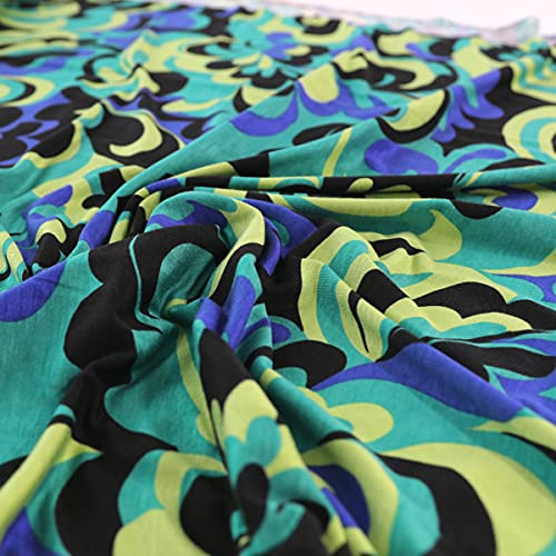 TOLKO 50 cm färgglad designer bomullsjersey för skjorta klänning kjol | Klädtyg mjukt skrynkelfritt elastiskt | 180 cm brett bomullstyg, jerseytyg, metervara, tyger för sömnad, metervara