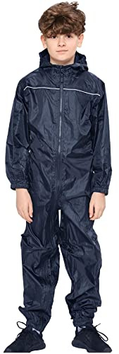 A2Z 4 Kids Flickor Pojkar Regnrock Barn Puddle Kostymer Vattentät Huva - Rainsuit 641 Navy 11-12