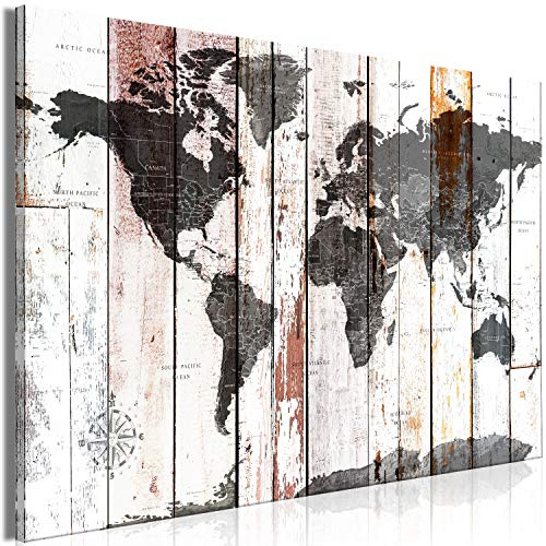 murando Cuadro Acústico Mapamundi 120x80 cm espuma acústica absorbe el sonido aislamiento lienzo de 1 pieza Impresión Artística Decoración de Pared Continentes World map Madera k-A-0479-b-a